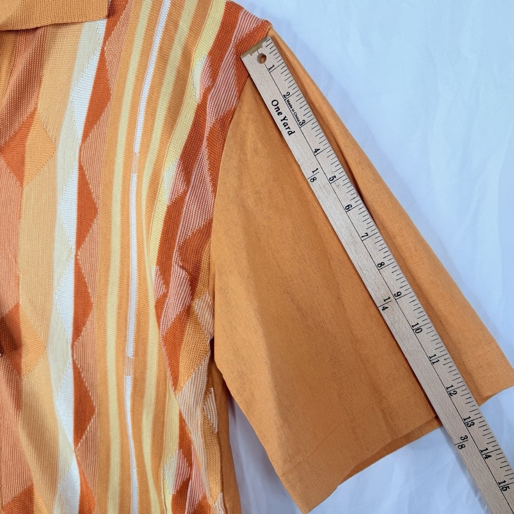 G B Collection Men's polo collar button-up placket Linen/acrylic SZ-XL VTG NWI - Picture 10 of 16